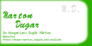 marton dugar business card
