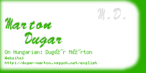 marton dugar business card